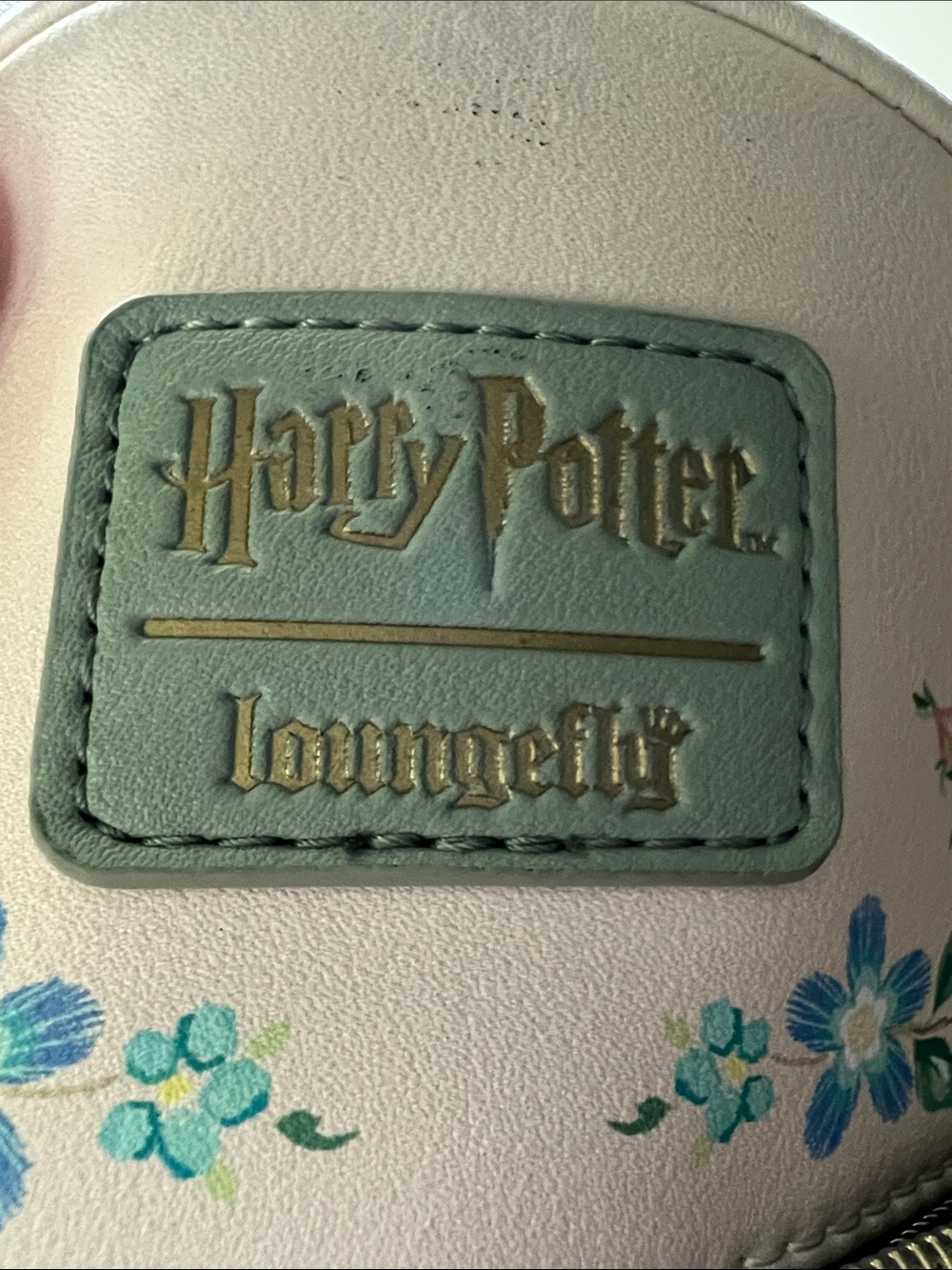 Loungefly Pink Floral Harry Potter Deathly Hallows Mini Backpack - Picture 2 of 5